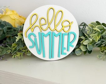 Hello Summer Tiered Tray Sign: Handmade Baltic Birch Decor