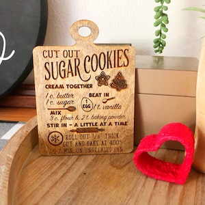 sugar cookie recipe board, tiered tray decor