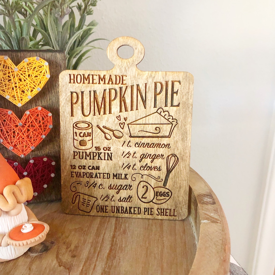 Laser Engraved Pumpkin Pie Recipe Sign - Fall Tiered Tray Decor - Etsy