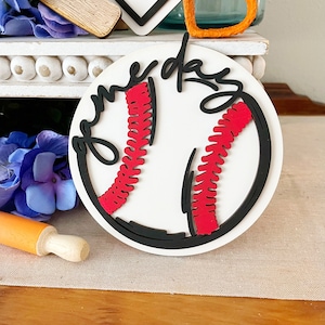 Game Day Baseball Sign – Tiered Tray Sports Decor for Baseball Fans