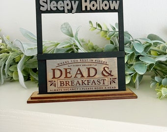 Sleepy Hollow Dead & Breakfast Sign – Spooky Halloween Tiered Tray Decor