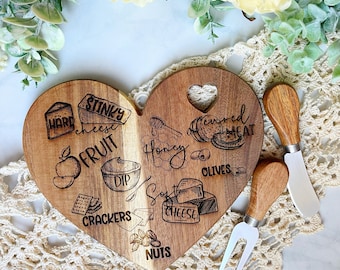 Heart Shaped Bamboo Charcuterie Plates With Fancy Toothpicks for
