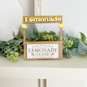 Handmade Lemonade Stand Mini Wood Sign: Summer Tiered Tray Decor