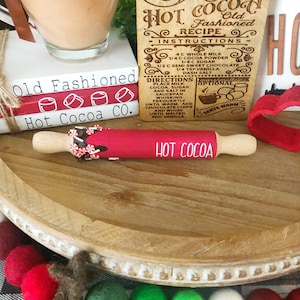 Hot cocoa Mini Rolling pin, tiered tray decor