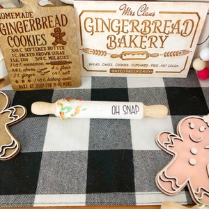 Oh Snap Gingerbread Mini Rolling pin, tiered tray decor