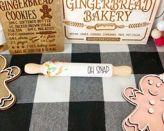 Oh Snap Gingerbread Mini Rolling pin, tiered tray decor