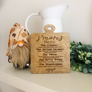 Tableau de menu S’mores, décor plateau à plusieurs niveaux