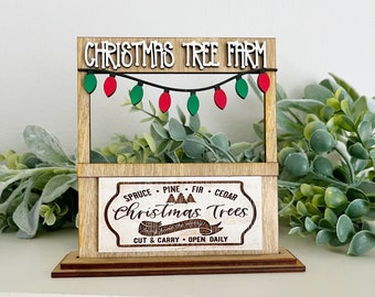 Christmas Tree Farm Mini Sign – Handmade Tiered Tray Decor