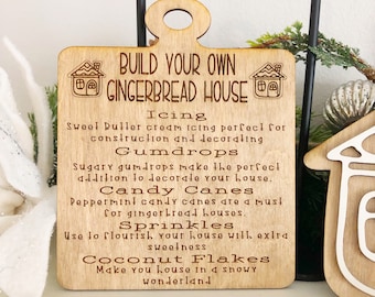 Gingerbread House Cutting Board Sign – Christmas Tiered Tray Decor