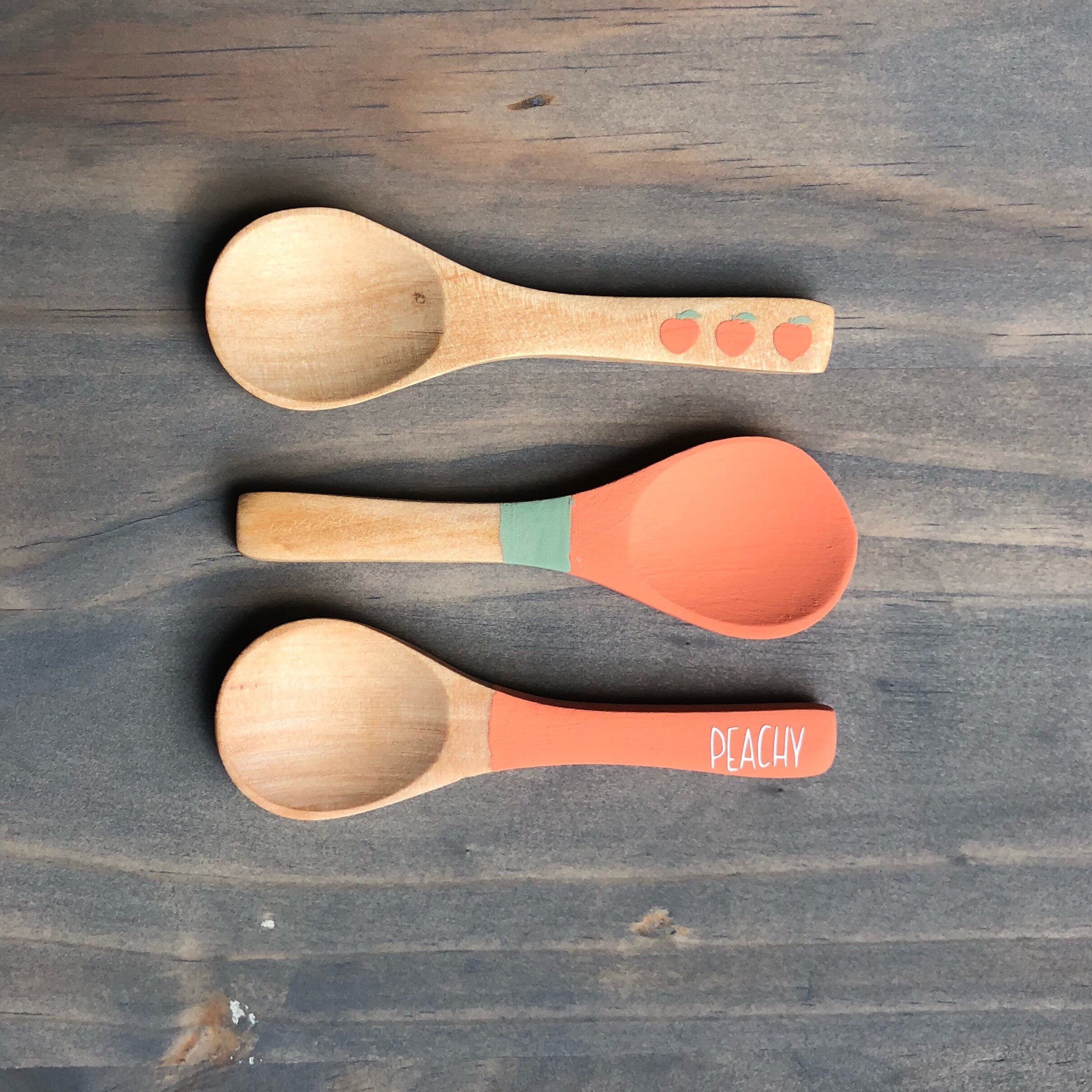 Three Peach Mini Spoons tiered tray decor Etsy