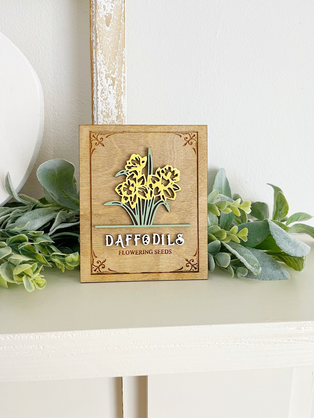 Daffodils Seed Packet Sign Tiered Tray Decor Spring Decor Etsy