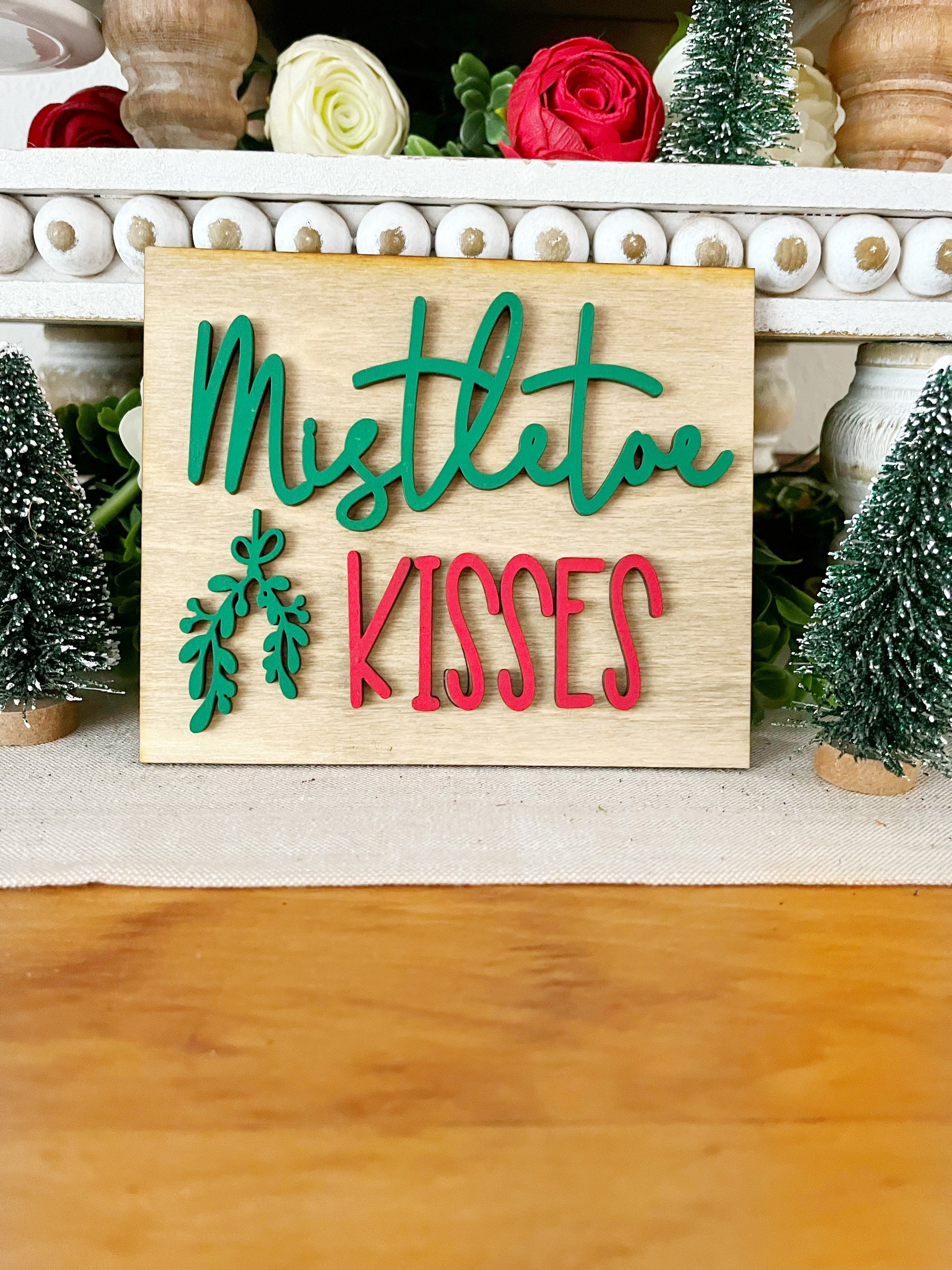 Mistletoe Kisses Sign, Tiered Tray Christmas Theme - Etsy