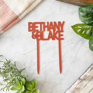 Custom Acrylic Cake Topper – Personalized Name Cake Topper for Weddings, Engagements, Birthdays, and Showers – Modern Layered Design