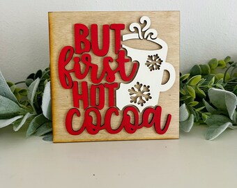 Hot Cocoa Bar Sign | Winter Tiered Tray Decor, Farmhouse Christmas