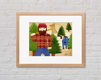 Carte postale ancienne Paul Bunyan bébé bœuf bleu Bemidji Minnesota