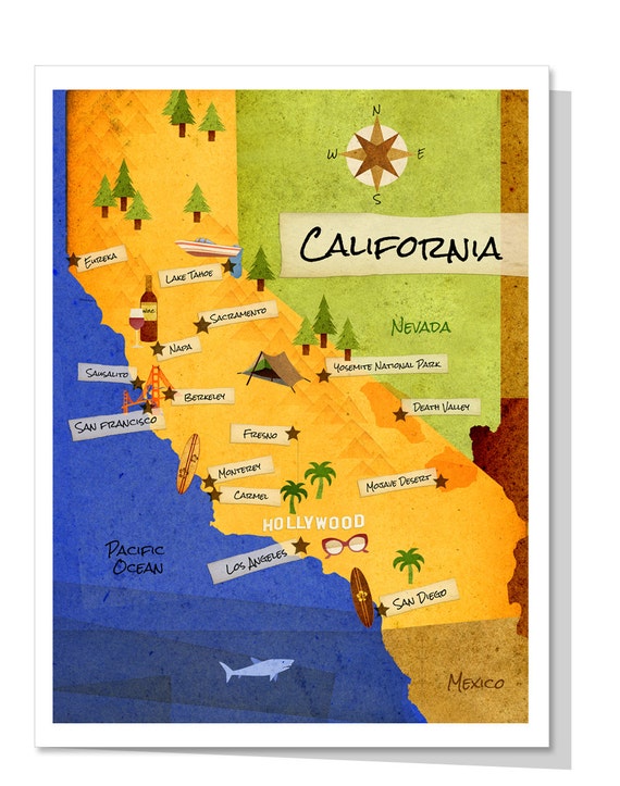 California Map Greeting Card Etsy