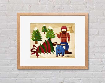 Paul Bunyan Christmas: 11x14 Print