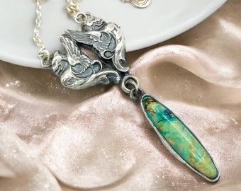 Monarch Opal necklace, LARP jewelry, dragon pendant, birthday gift for girlfriend, anniversary gift for wife, renaissance fair accessories