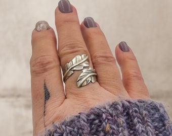 Boho Feather Ring, sterling silver, Bypass Ring, Graduation gift for her high school, birthday gift for sister, grad gift for girl