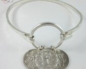 Handcrafted Sterling Silver Charm Bracelet featuring Genuine Victorian Love Tokens