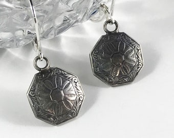 art deco earrings, sterling silver dangle earrings for women, antique style jewelry, step mom Mother’s Day gift from daughter, for her mom