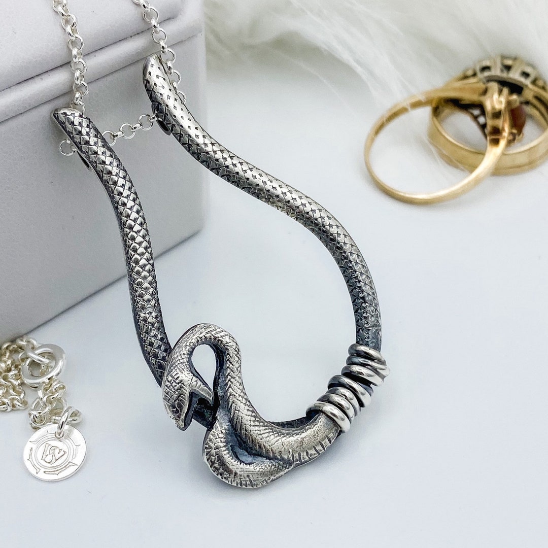 Wedding Ring Holder Necklace Sterling Silver Snake Pendant Etsy