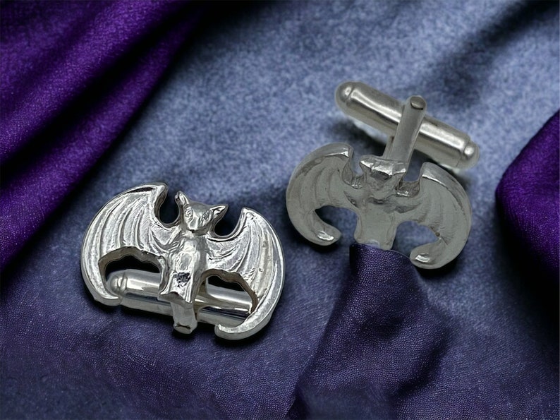 Sterling Silver Cufflinks, Bat Cufflinks, Halloween Wedding, Gothic