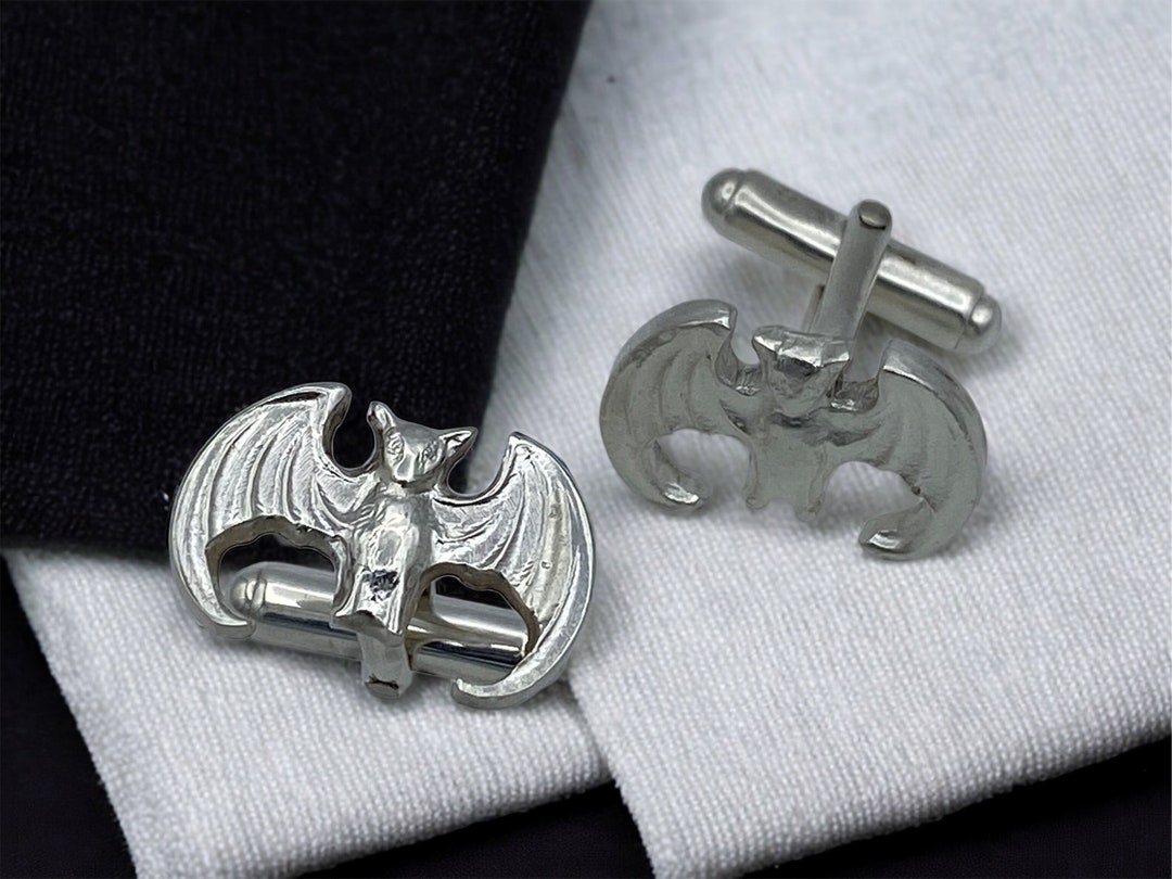 Sterling Silver Cufflinks, Bat Cufflinks, Halloween Wedding, Gothic