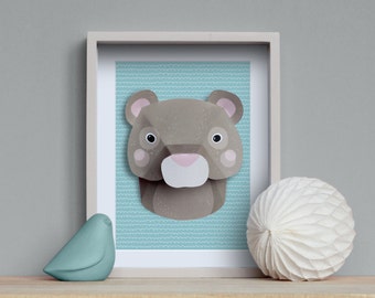 Ours brun - Kit créatif DIY Trophée animal en papier