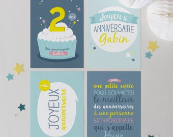 4 cartes anniversaire personnalisables