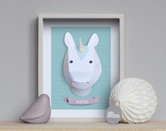 Licorne - Kit créatif DIY Trophée animal en papier