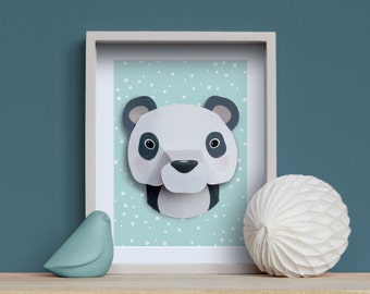 Panda - Kit créatif DIY Trophée animal en papier