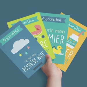 Kit de cartes étapes "Les premières fois de bébé" à imprimer - Spécial naissance - Printable Baby first steps Kit