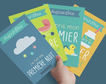 Kit de cartes étapes "Les premières fois de bébé" à imprimer - Spécial naissance - Printable Baby first steps Kit