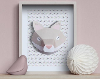 Renard - Kit créatif DIY Trophée animal en papier