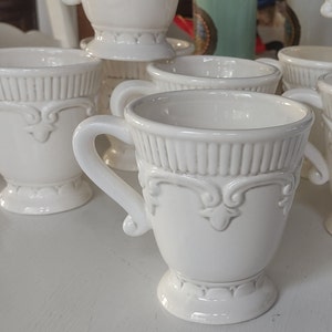 Set of 9 Macys The Cellar white coffee cups mugs French Fleur Style