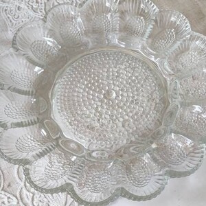 Vintage hobnail egg relish serving plate Clear Glass 11&quot;
