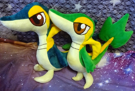 Pokemon Inspired Snivy Plushie 40x55 Cm Made Of Minky You Can Choose Shiny Or Regular