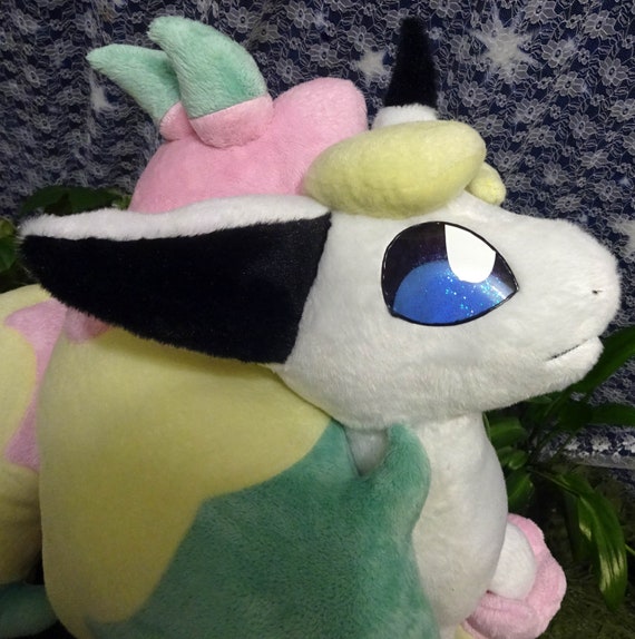 Pokemon Sword And Shield Inspired Galarian Ponyta Plushie Rainbow Mane Version Made Of Minky Poseable