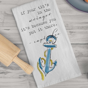 Captain Lee Below Deck Tea Towel – Nautical Kitchen Decor, 100% Cotton
