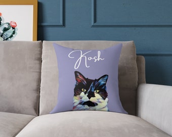 Custom Pet Portrait Pillow - Personalized Cat/Dog Art, Quirky Home Decor Gift