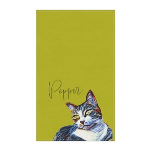 Adorable Custom Pet Portrait Tea Towel - Personalized Cat or Dog Photo - Unique Pet Lover Gift Idea