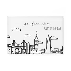 San Francisco Skyline Magnet, Cute Gift Idea, fridge magnet, refrigerator magnet, kitchen magnet, kitchen decor, San Francisco Art