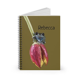 Personalized Frog Spiral Notebook - Ruled Line | Custom Journal for Students, Artists, Gift Ideas, Nature Lovers, Cute Stationery