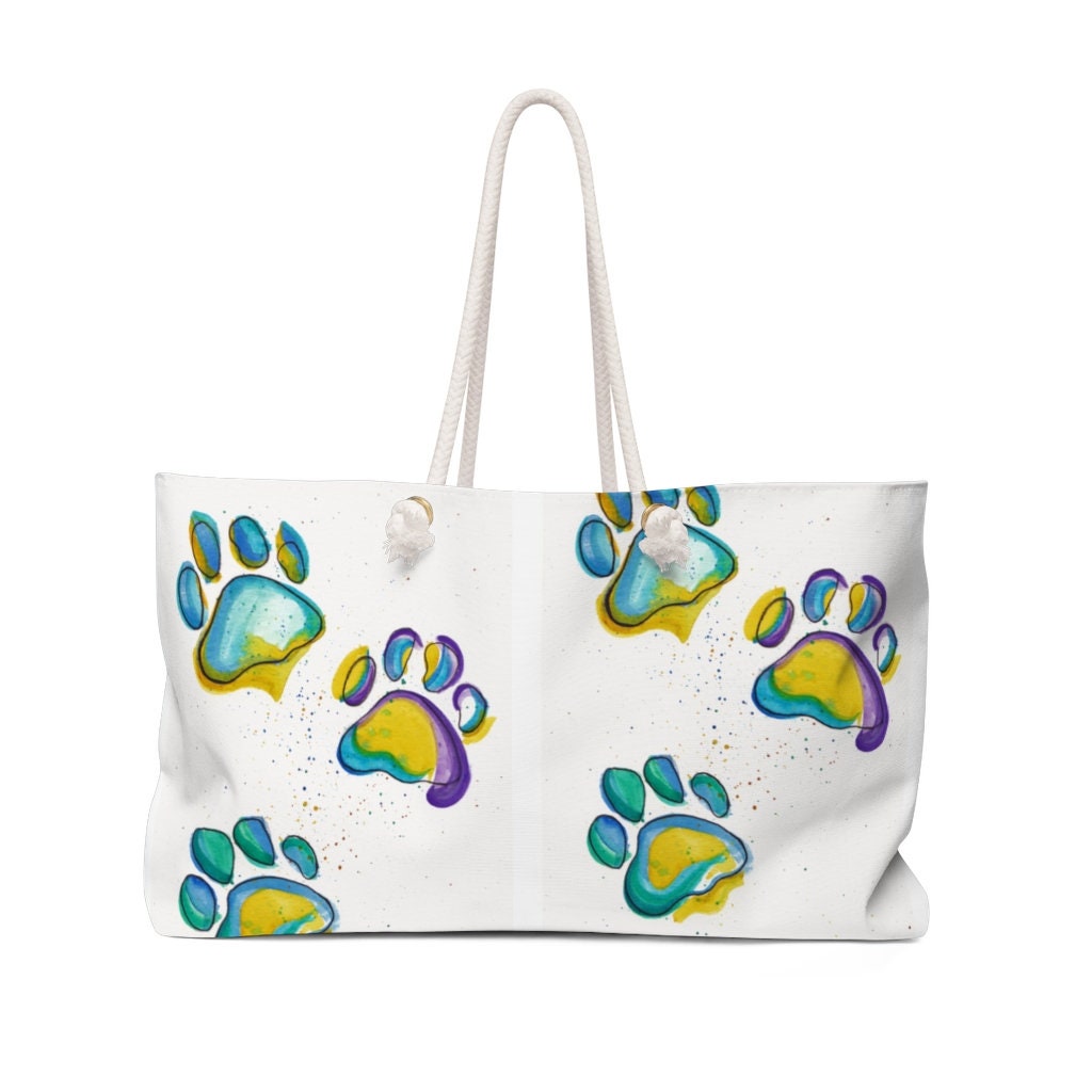 Cute Dog Paw Print Travel Duffle Bag for Men Women