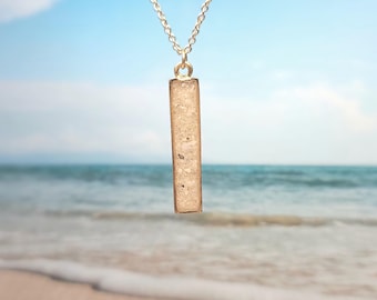 Gold Beach Sand Bar Necklace, Custom Coastal Keepsake Pendant