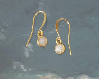 Gold Beach Earrings, Tiny Sand Charm Jewelry