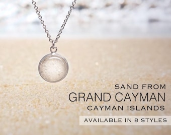 Grand Cayman Island Beach Sand Jewelry • Island Sand Necklace Ring Earrings Bracelet • Cayman Ocean Keepsake • Real Beach Caribbean Gift