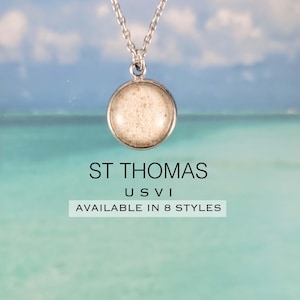 St Thomas Beach Sand Jewelry, USVI Keepsake Necklace, Ring, Earrings, Bracelet