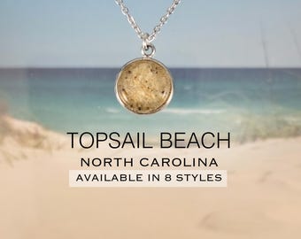 Topsail Beach Sand Jewelry, Stainless Steel Necklace, Ring, Earrings, Bracelet
